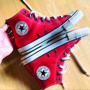 Special Ordered Red Leather Converse - Size 7.5